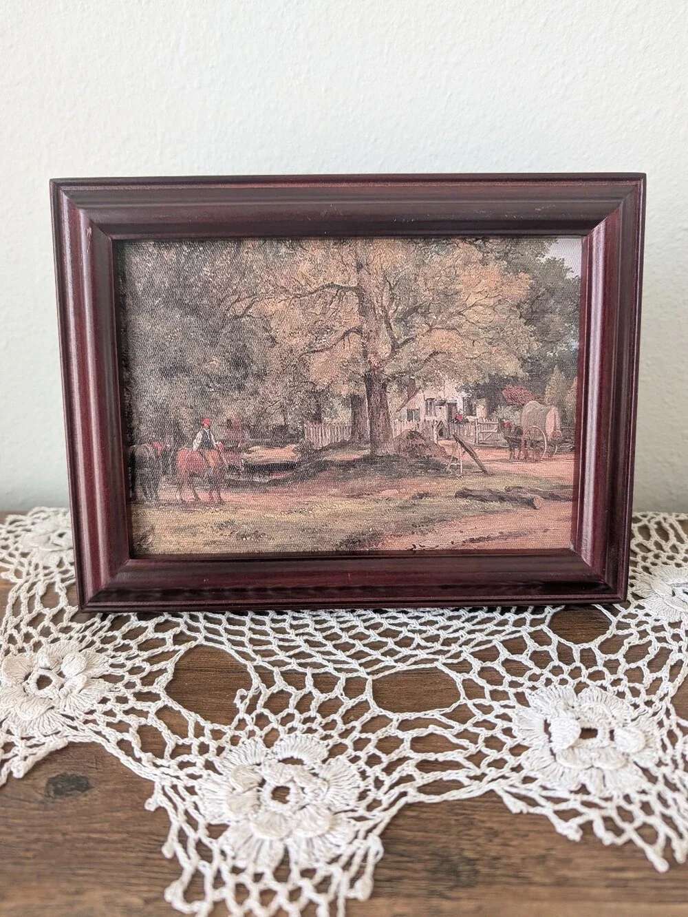 Framed Farmhouse Scene  Canvas Print Fall Decor Neutral Tones